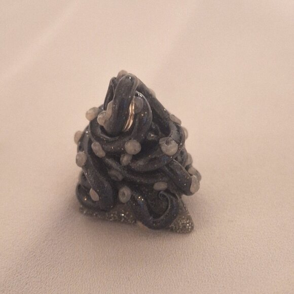 Artisan Handmade DnD D4 Holographic Dice Resin Pendant with Polymer Tentacles - Picture 3 of 8